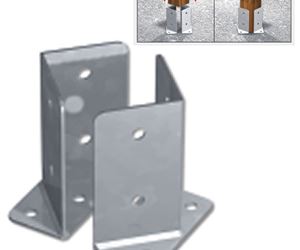 Portapilatro angolari zincati a caldo per pilastri di sezione rettangolare.