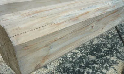 Possibili bluettature che possono presentarsi sulle travi uso fiume. Queste sono ammissibili dalle normative ETA-11/0219 perchè incidono solo sulla qualità a vista e non sulle propietà meccaniche.